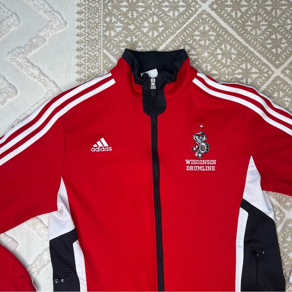ADIDAS Wisconsin Badger Drumline Climacool Track Jacket Zip Up - Picture 2 of 8